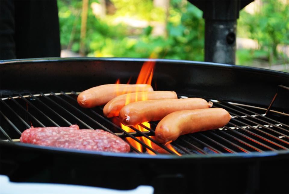 meat lunch hotdogs hamburgers grill food flame fire dinner cookout bbq barbecue 