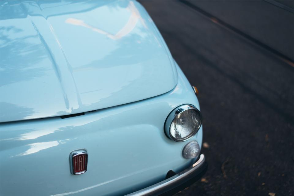 vintage fiat car blue automotive 500 