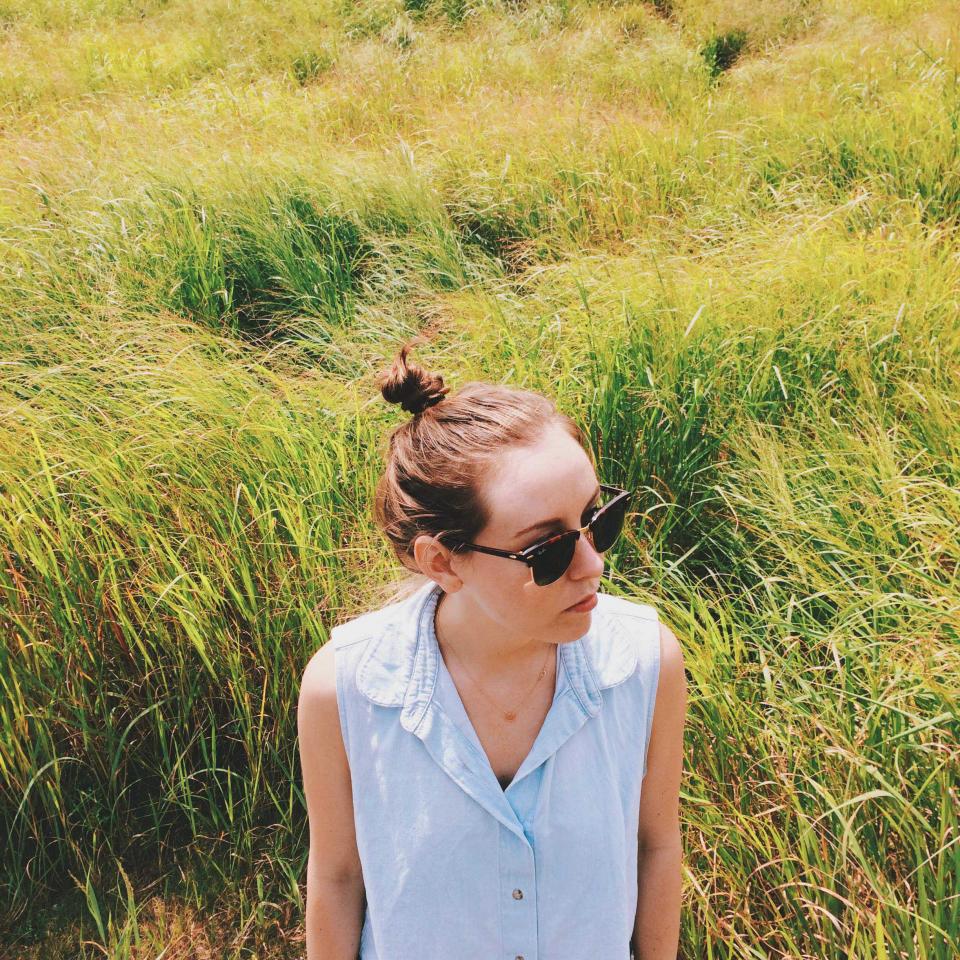 young, girl, fashion, shirt, sunglasses, pretty, brunette, hair, bun, fields, grass, people
