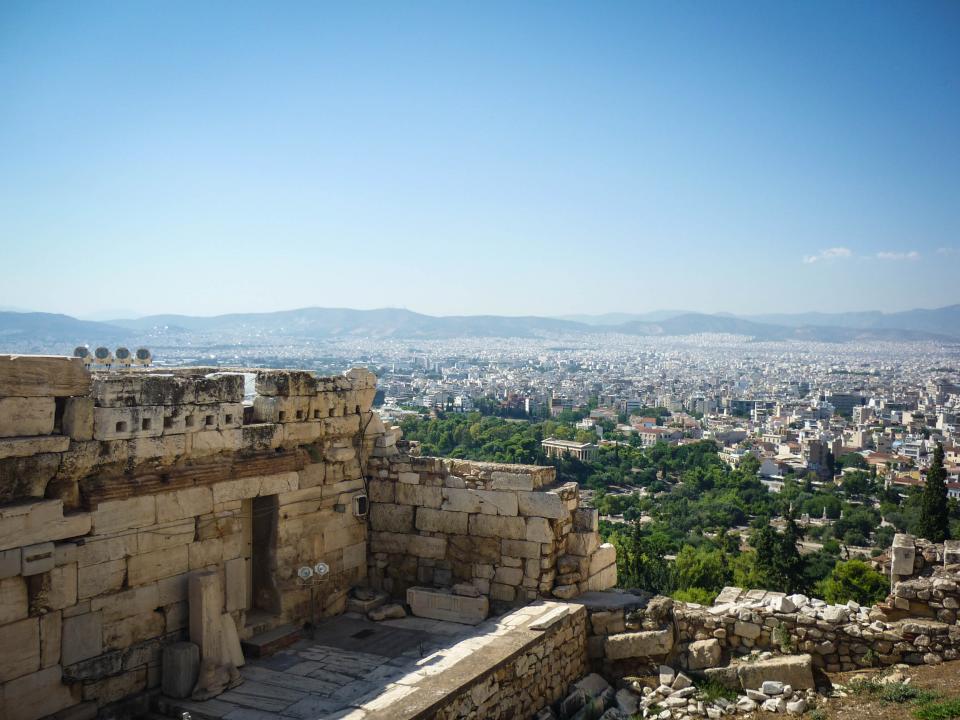 view lookout greece city buildings Athens Akropolis 
