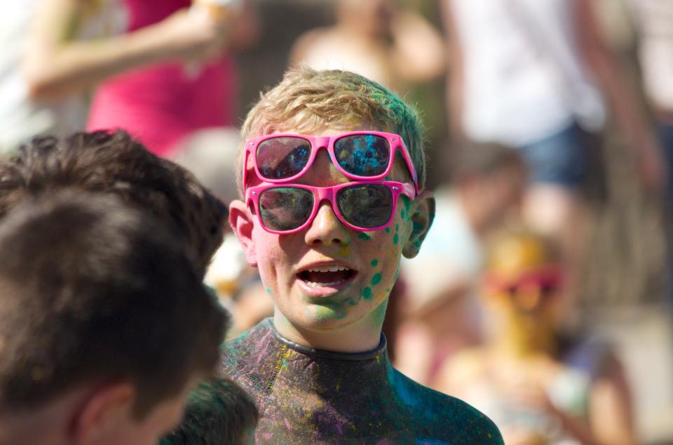 young sunglasses pink paint kid face boy 