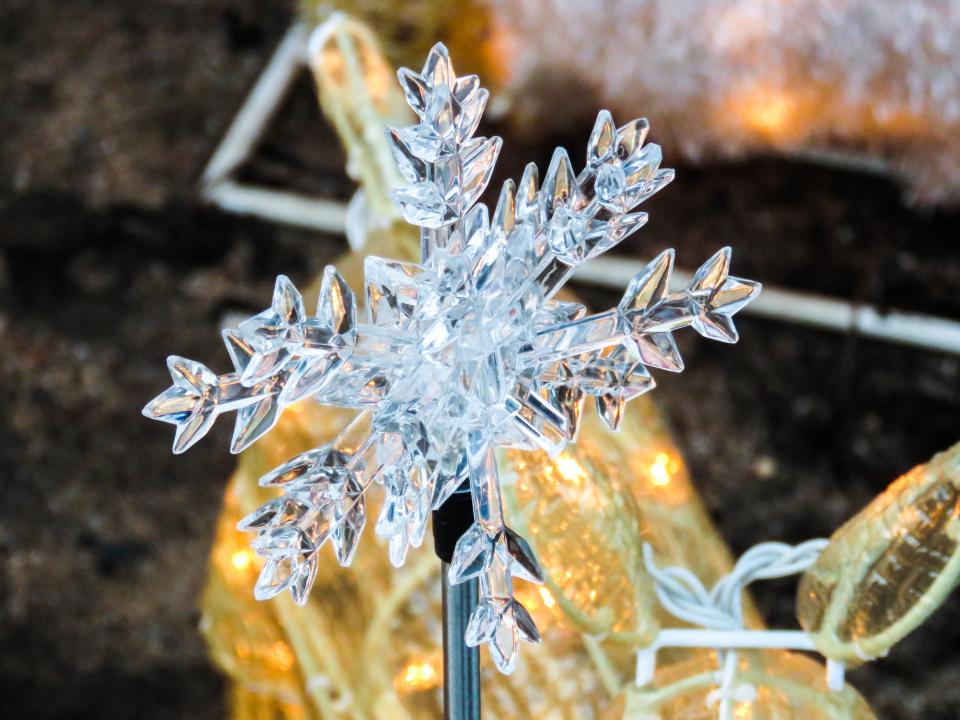 snowflake, winter, lights, decorations, glass