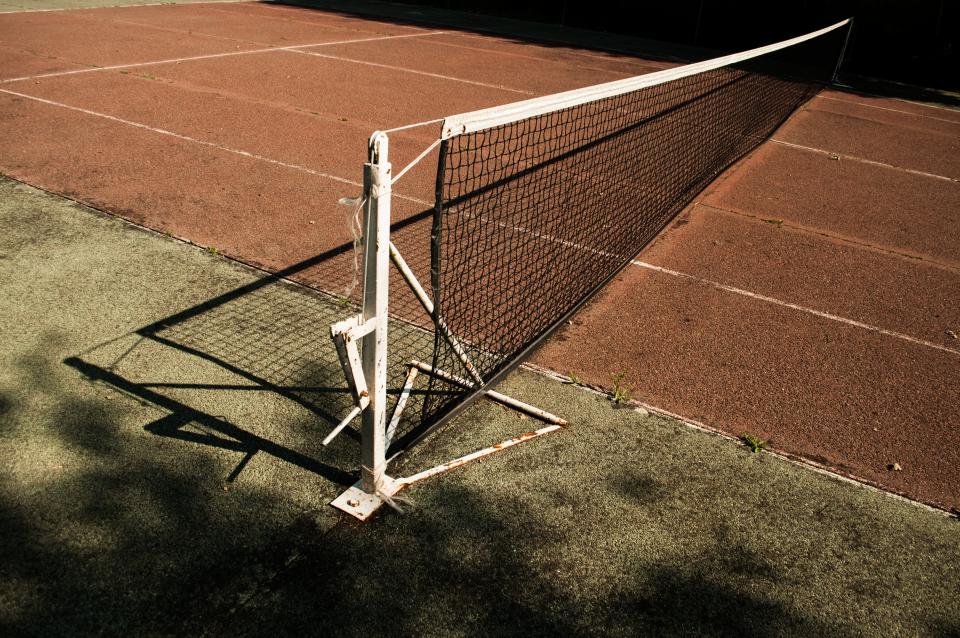 tennis court, net, clay, sports