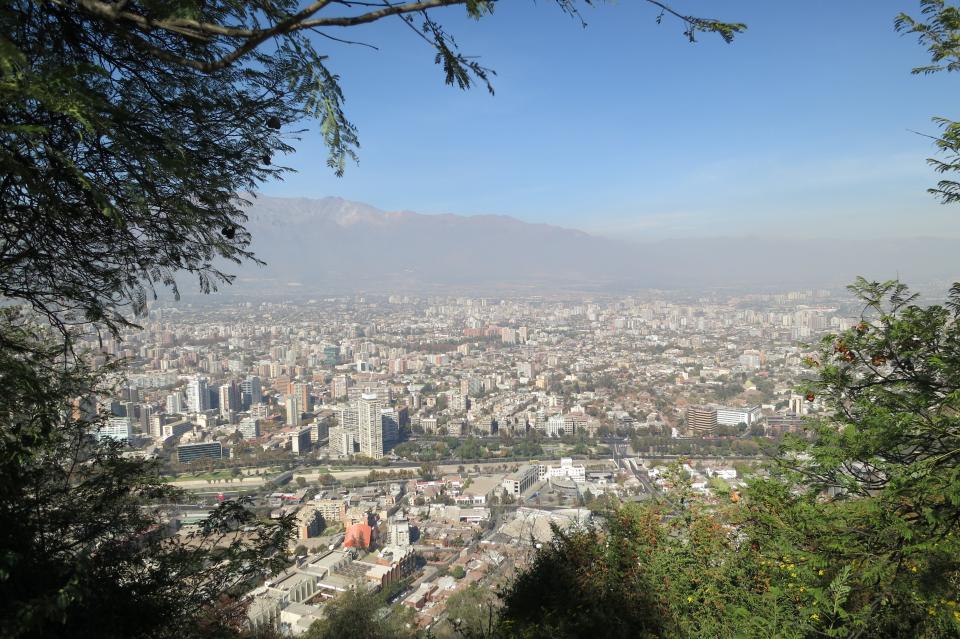 San Cristóbal Hill, Santiago, Chile, city, view, mountains, sky, buildings