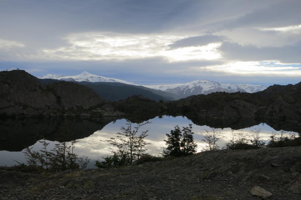 Laguna Platos, Torres Del Paine, Chile, landscape, mountains, peaks, valleys, water, snow, sky, clouds, nature