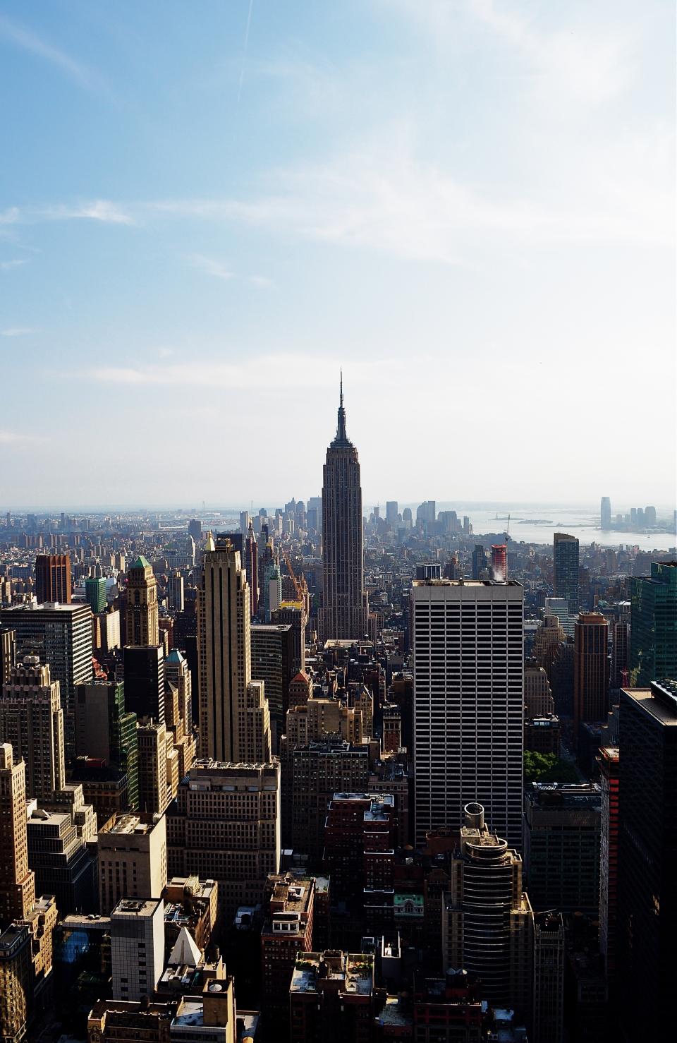 towers skyline sky rooftops NewYork EmpireState downtown city buildings 