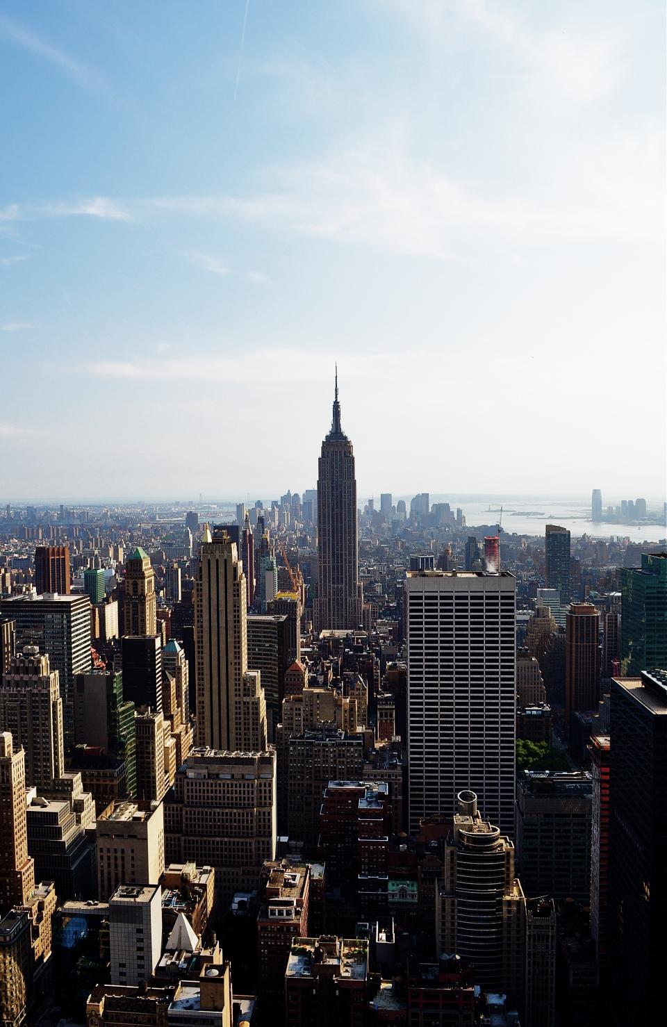 new york, city, empire state, buildings, skyline, towers, rooftops, downtown, sky