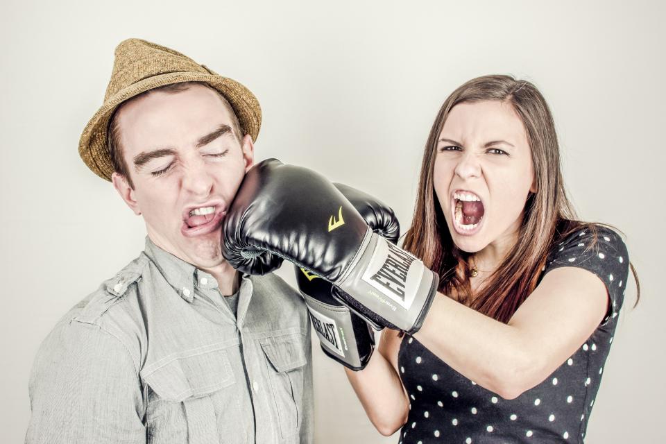 woman punching people man hat guy glove girl fighting fedora boxing 