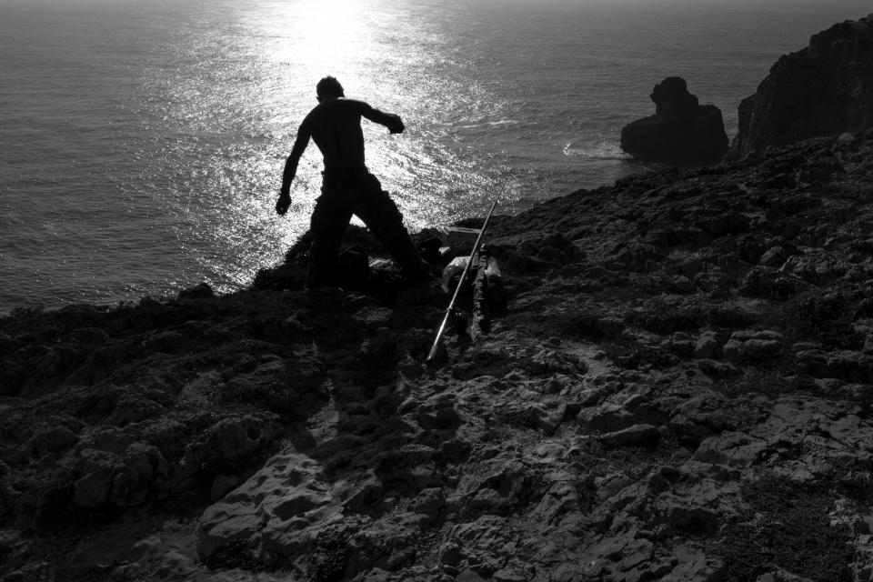 water silhouette shadow sand fishing fisherman blackandwhite beach 