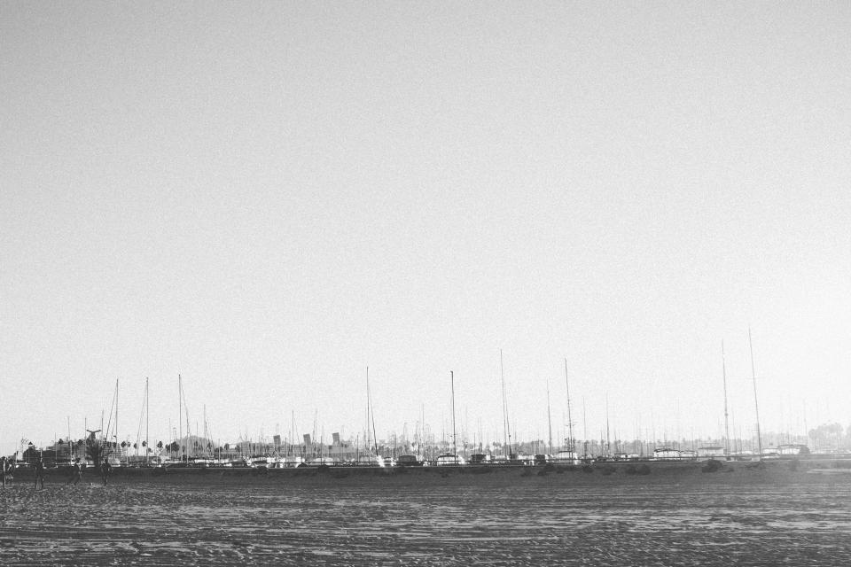 sailboats harbour harbor boats blackandwhite beach 