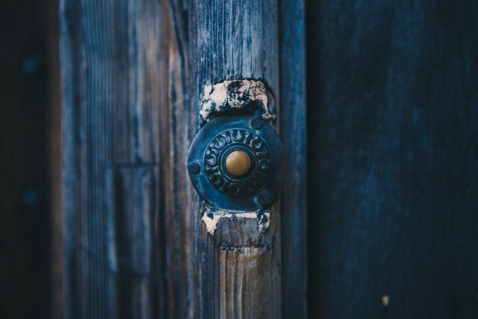 wood doorbell door 