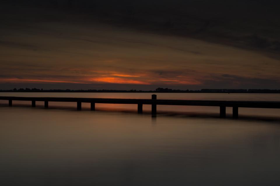 water sunset sky pier night lake dusk dark clouds 