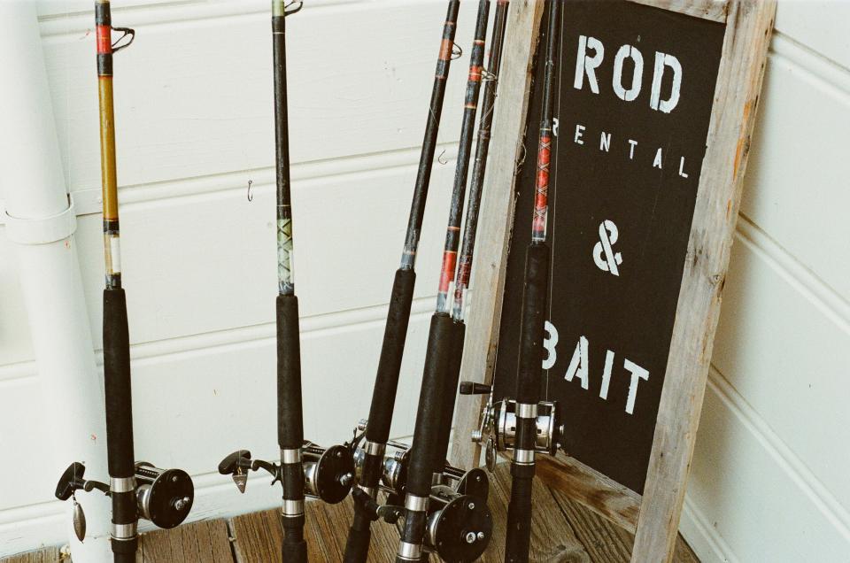 wood sports sign fishingrods bait 