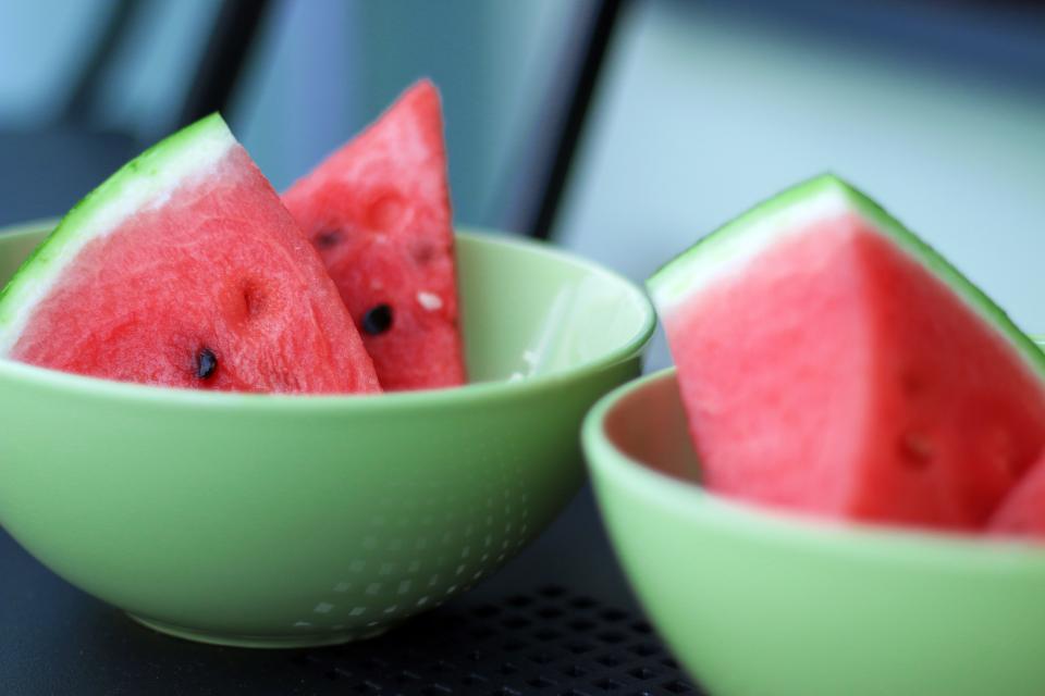 watermelon Healthy fruits food eat bowls 