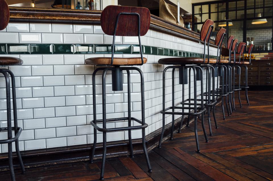 tiles stools seat restaurant hostel hardwood bar 