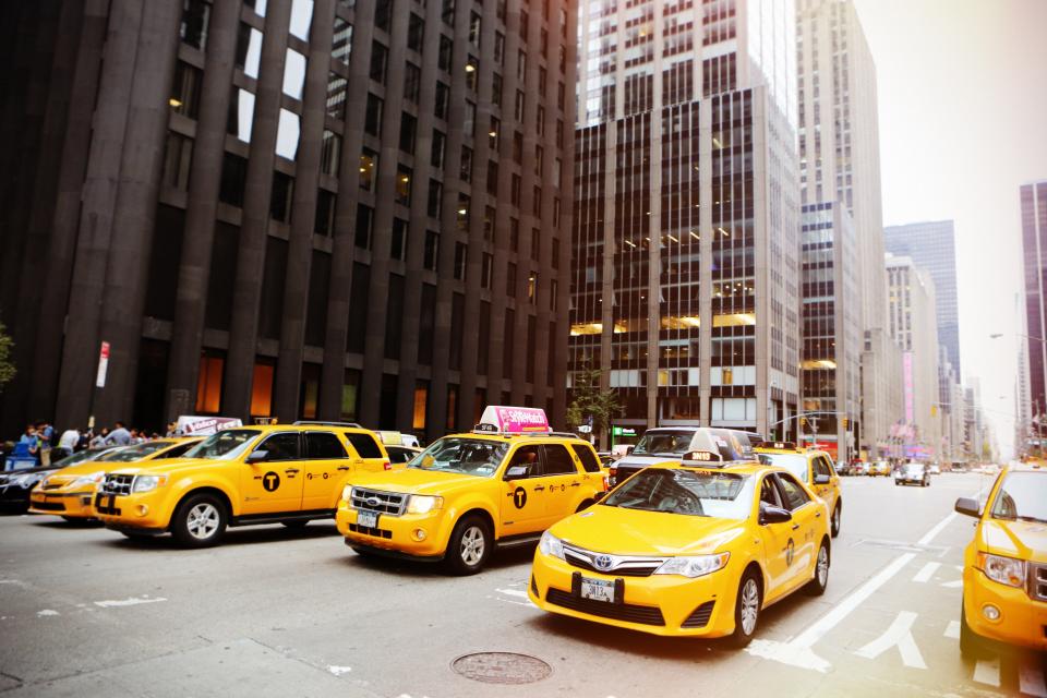 yellow Windows towers taxis street road NewYork manhole city cabs buildings 