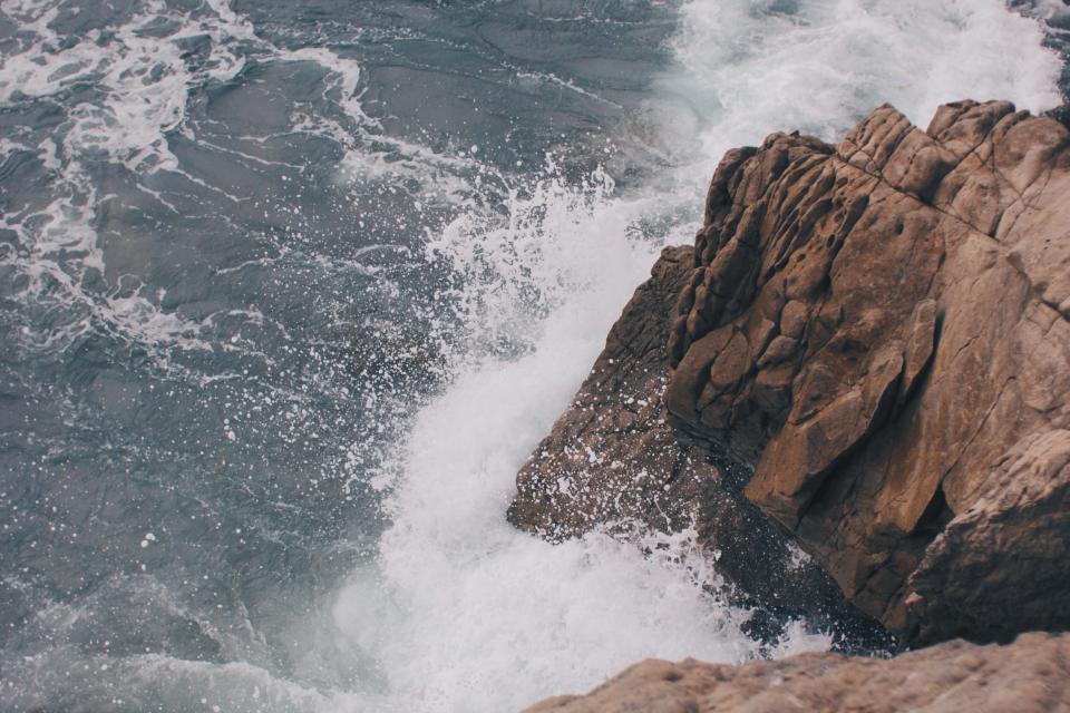 waves water splash sea rocks ocean coast cliffs 