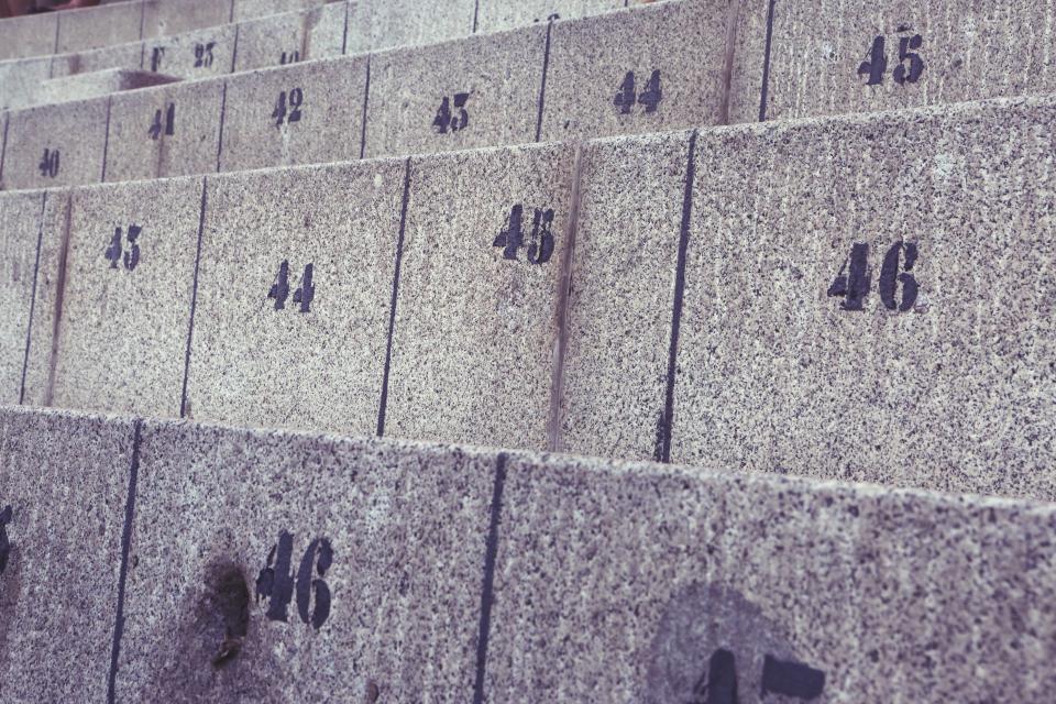 seats numbers concrete 