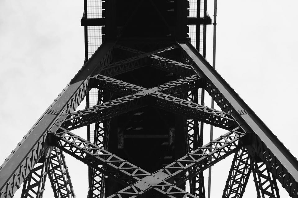 steel metal Bridge blackandwhite beams architecture 