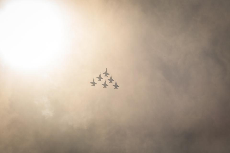 sun sky jets fighters clouds airplanes airforce 