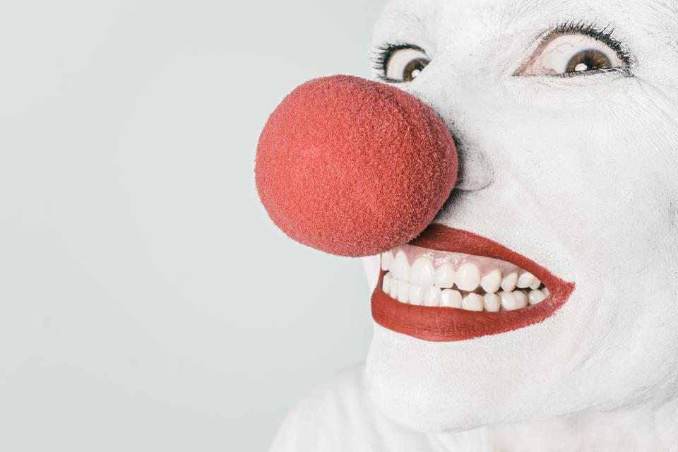 white red Nose makeup lipstick clown 