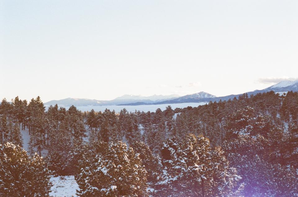 winter trees sunset snow sky rockies peaks outdoors mountains Colorado cold 