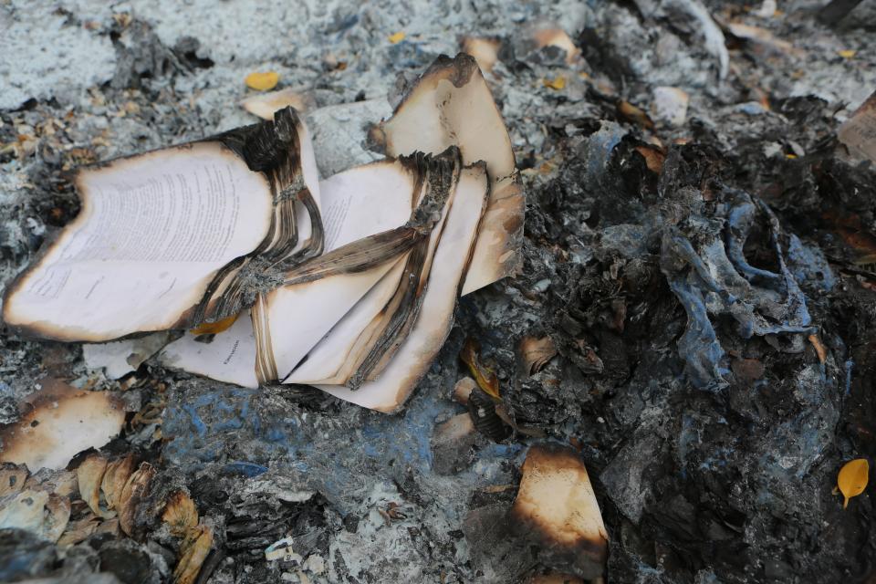 pages fire burnt burning books ashes 