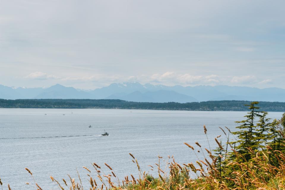 lake, water, boats, mountains, hills, trees, landscape, nature, plants