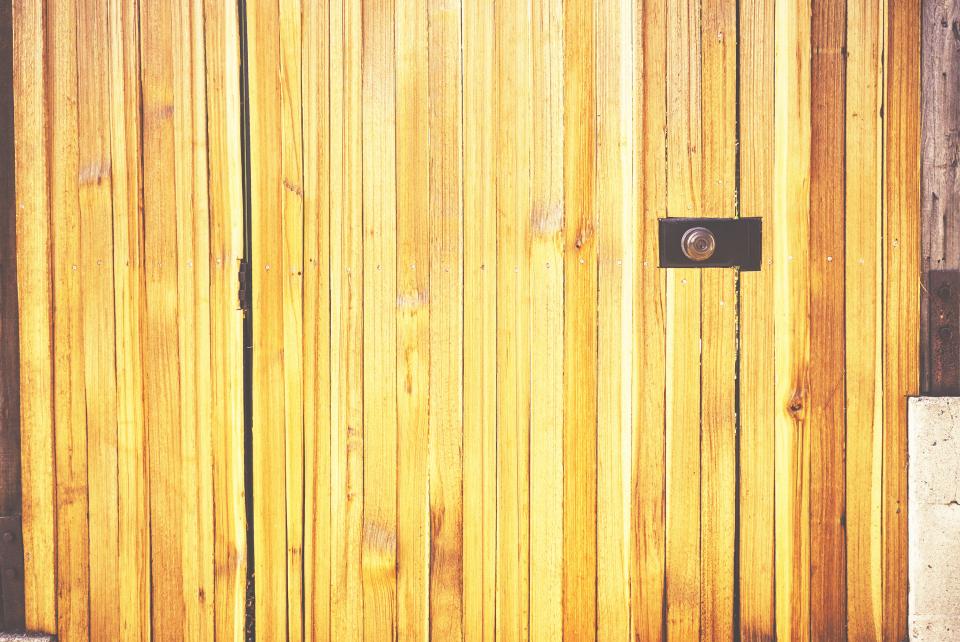 wood, fence, gate, keyhole