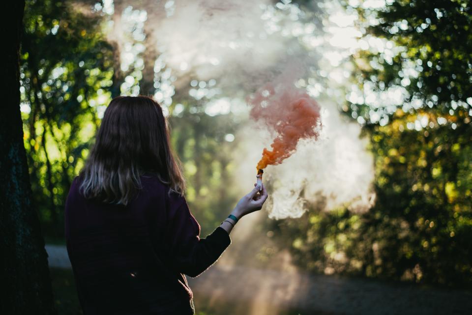 woman smoke nature girl flare 