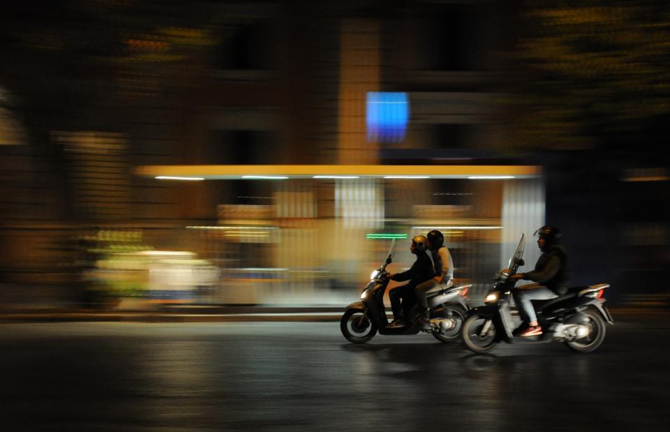 street scooter road riding night motorbike dark 