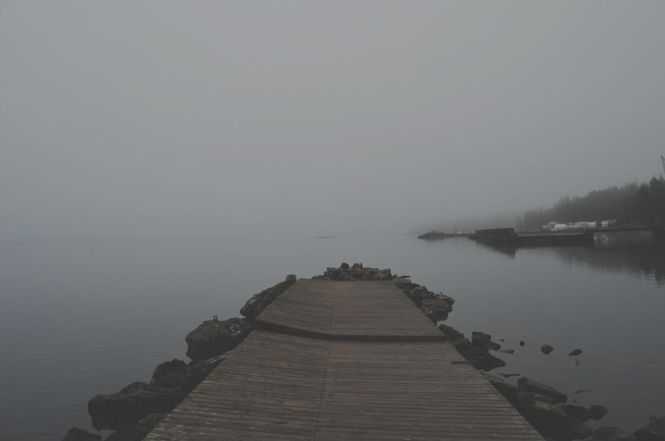 water stones plank mist haze grey fog dock 