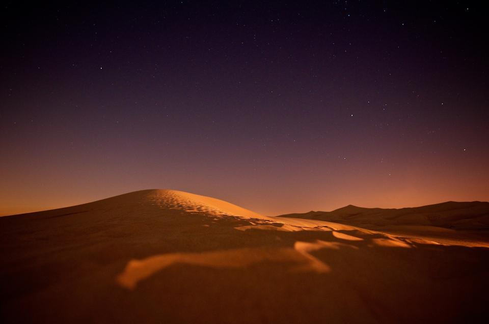 night, sky, sunset, desert, stars, dark