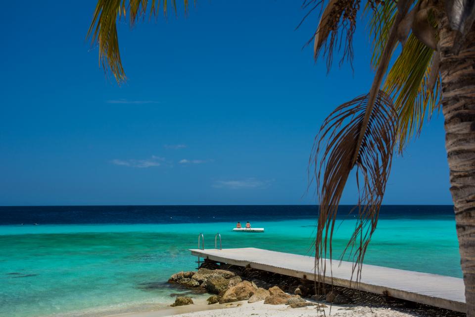 wood water vacation tropical sky sea sand paradise palmtree ocean dock Caribbean beach 