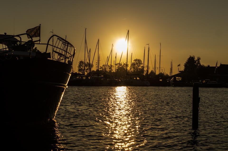 sailboats, harbor, harbour, water, sunset, dusk, night, dark