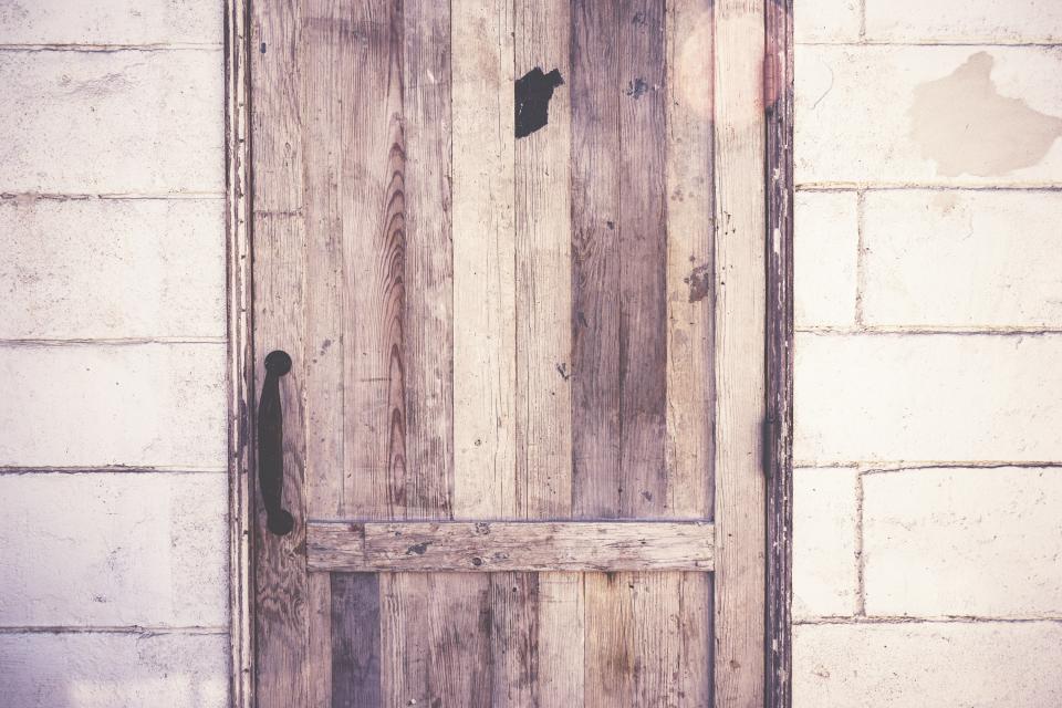 wood wall rustic handle door concrete 