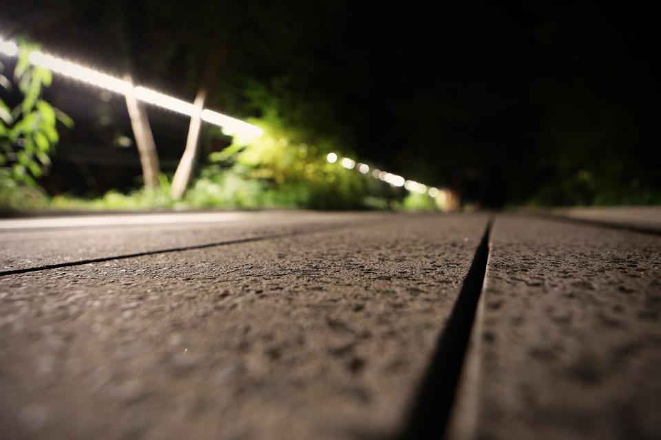 walkway path night lights ground dark concrete 