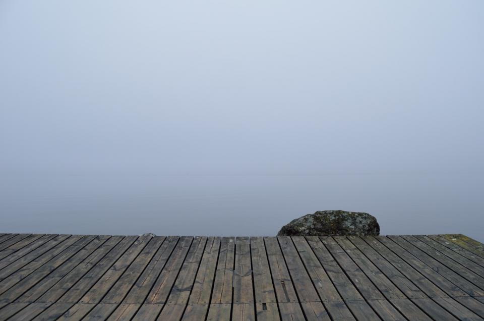 water sky rock grey fog dock 