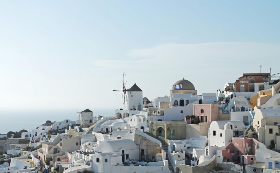sky island hill greek greece flag buildings blue 