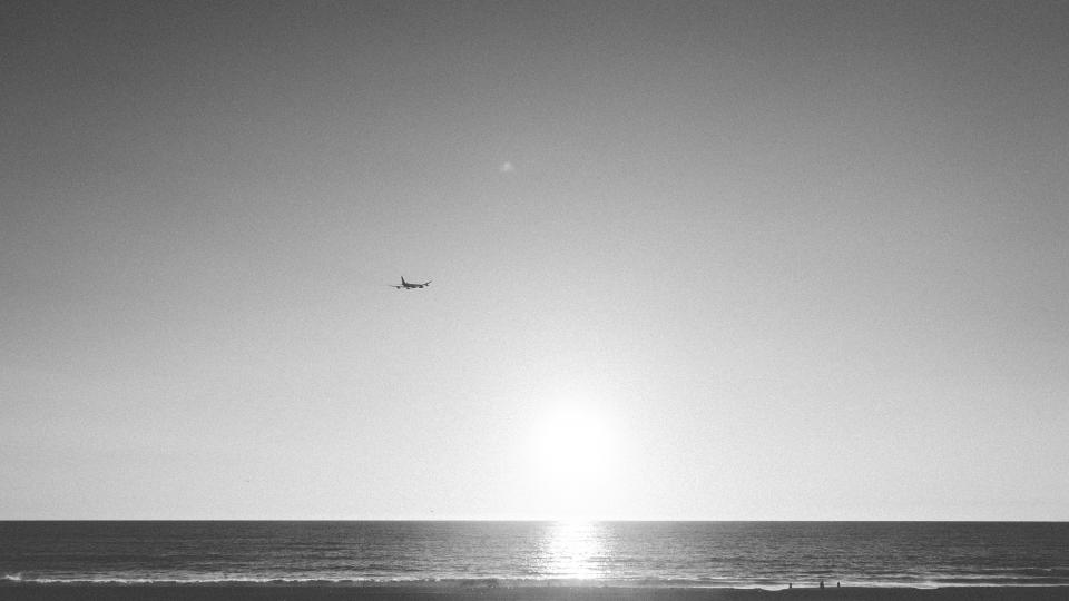 water trip travel sunset sand ocean blackandwhite beach airplane 