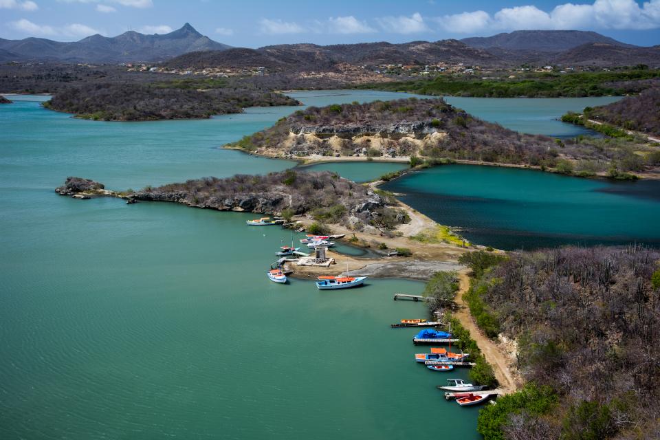 water sea SantaMarthaBay landscape islands harbor Curaçao Caribbean boats 