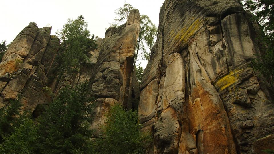 rocks, trees, nature, sky