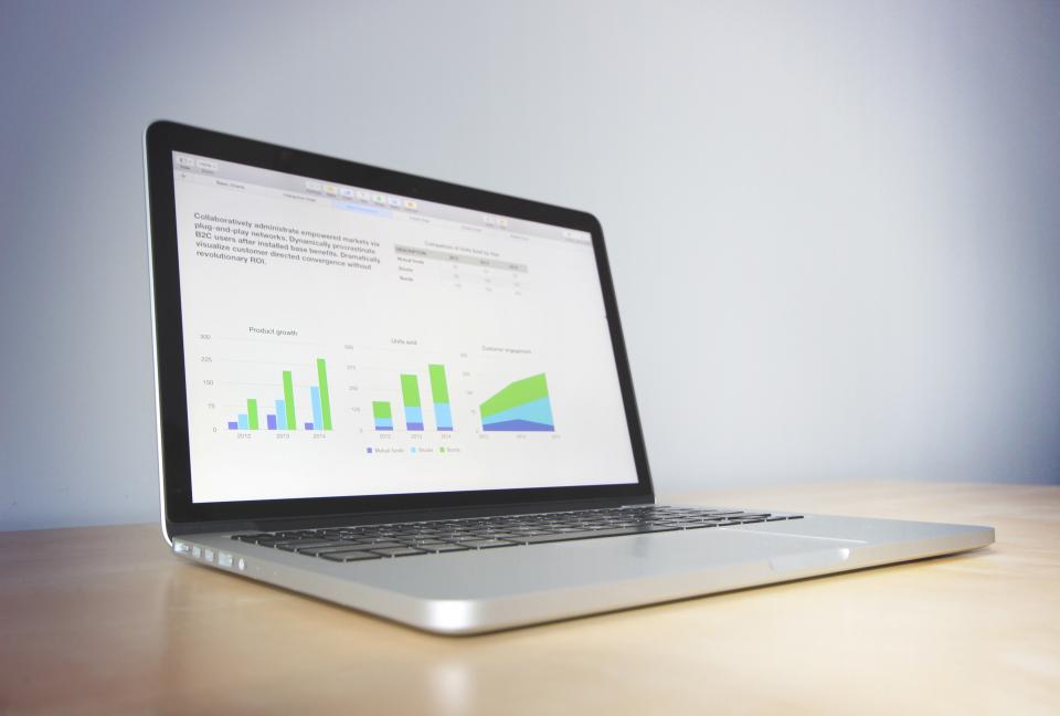 work technology presentation MacBook laptop graphs computer charts business 