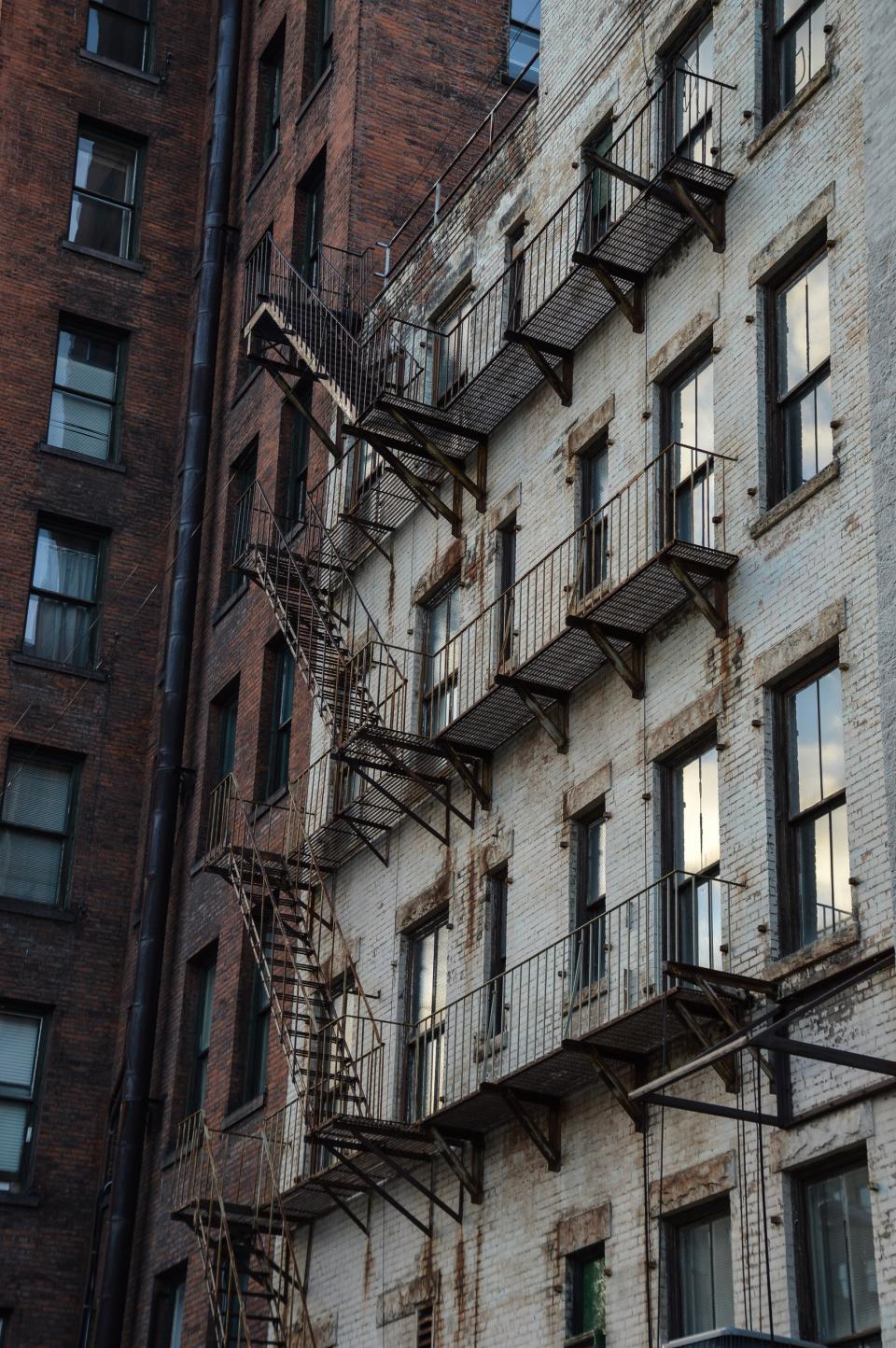 urban stairs fireescape city building bricks architecture apartment 