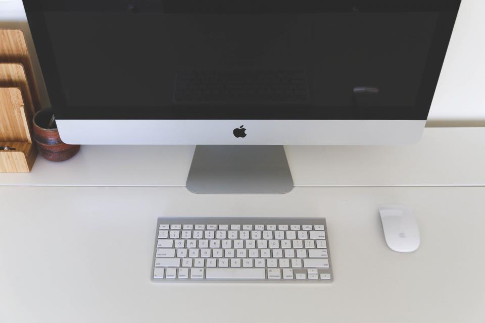 technology office mouse mac keyboard desktop desk computer business 
