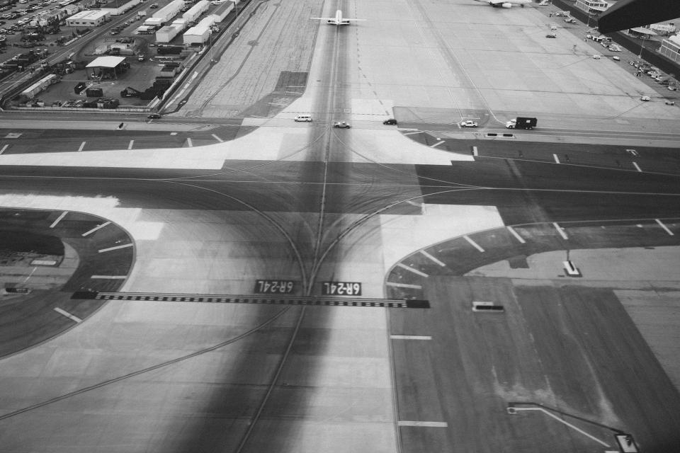 travel transportation tarmac runway blackandwhite airport airplanes 
