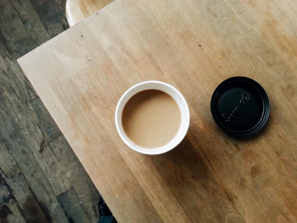 coffee, cup, lid, wood, table