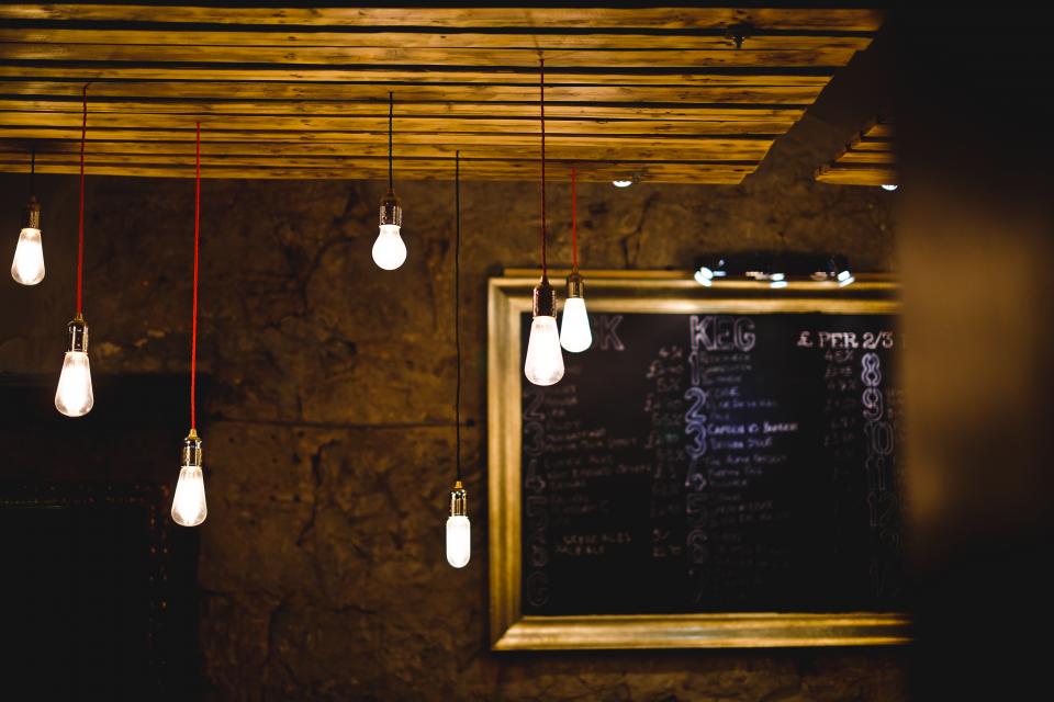 restaurant menu lights decor ceiling 