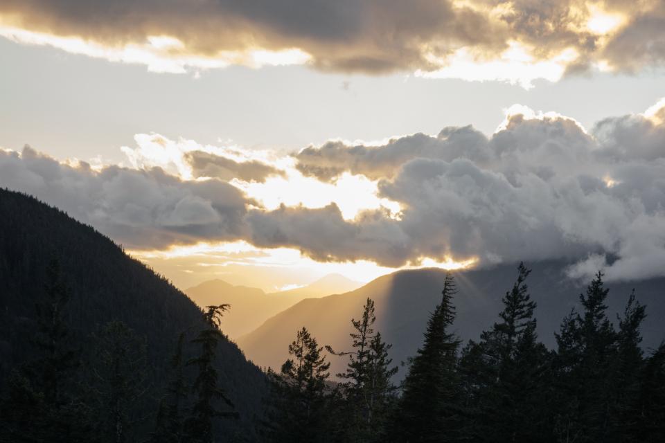 landscape, mountains, clouds, sunset, sky