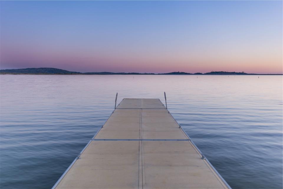 water lake dusk dock 